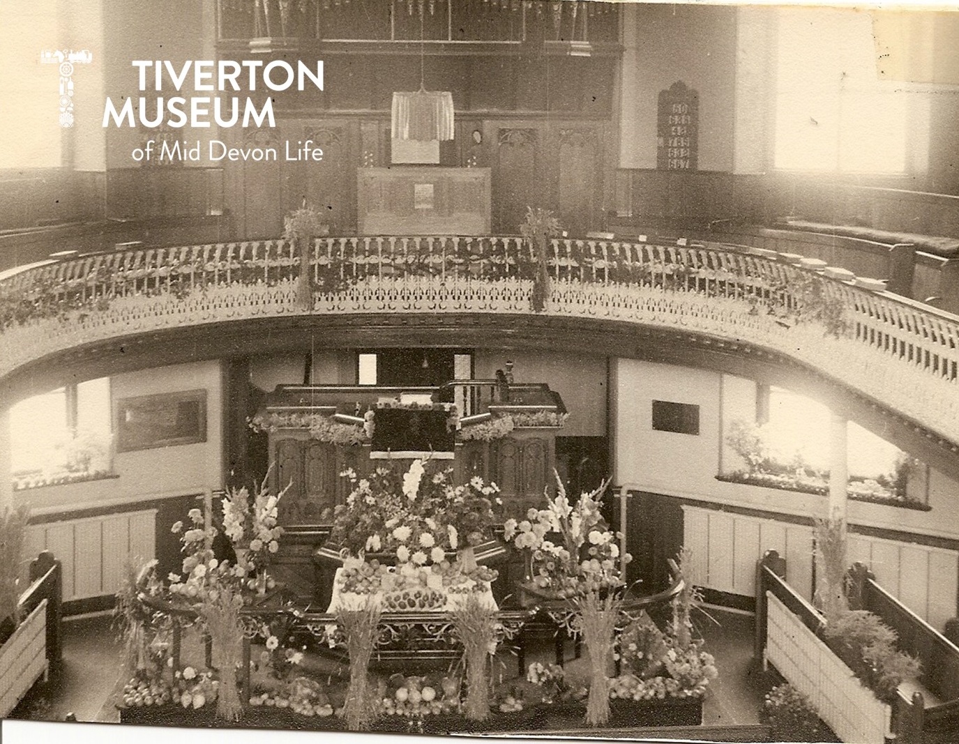 Tiverton Congregational Church decorated for Harvest